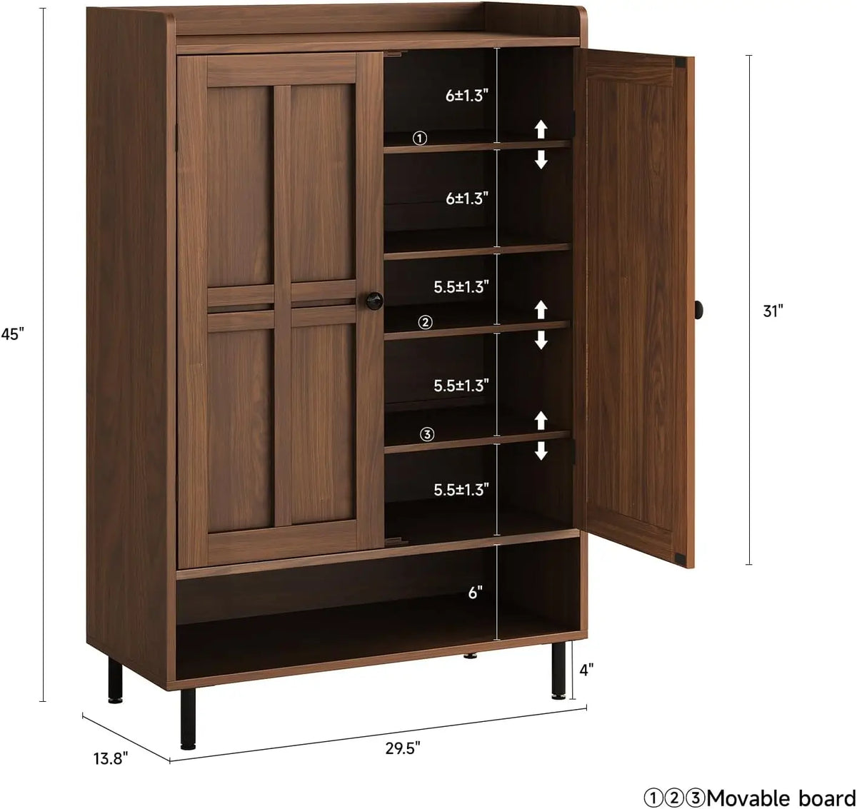 Onbrill Entryway Shoe Storage Cabinet With Doors And Metal Legs