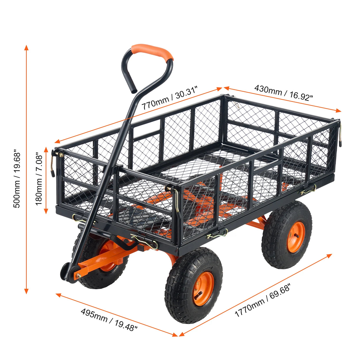SucceBuy Sturdy Metal Garden Cart Utility Wagon With High Capacity