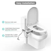 Manual Dual Nozzle Bidet Attachment For Toilet With Adjustable Pressure