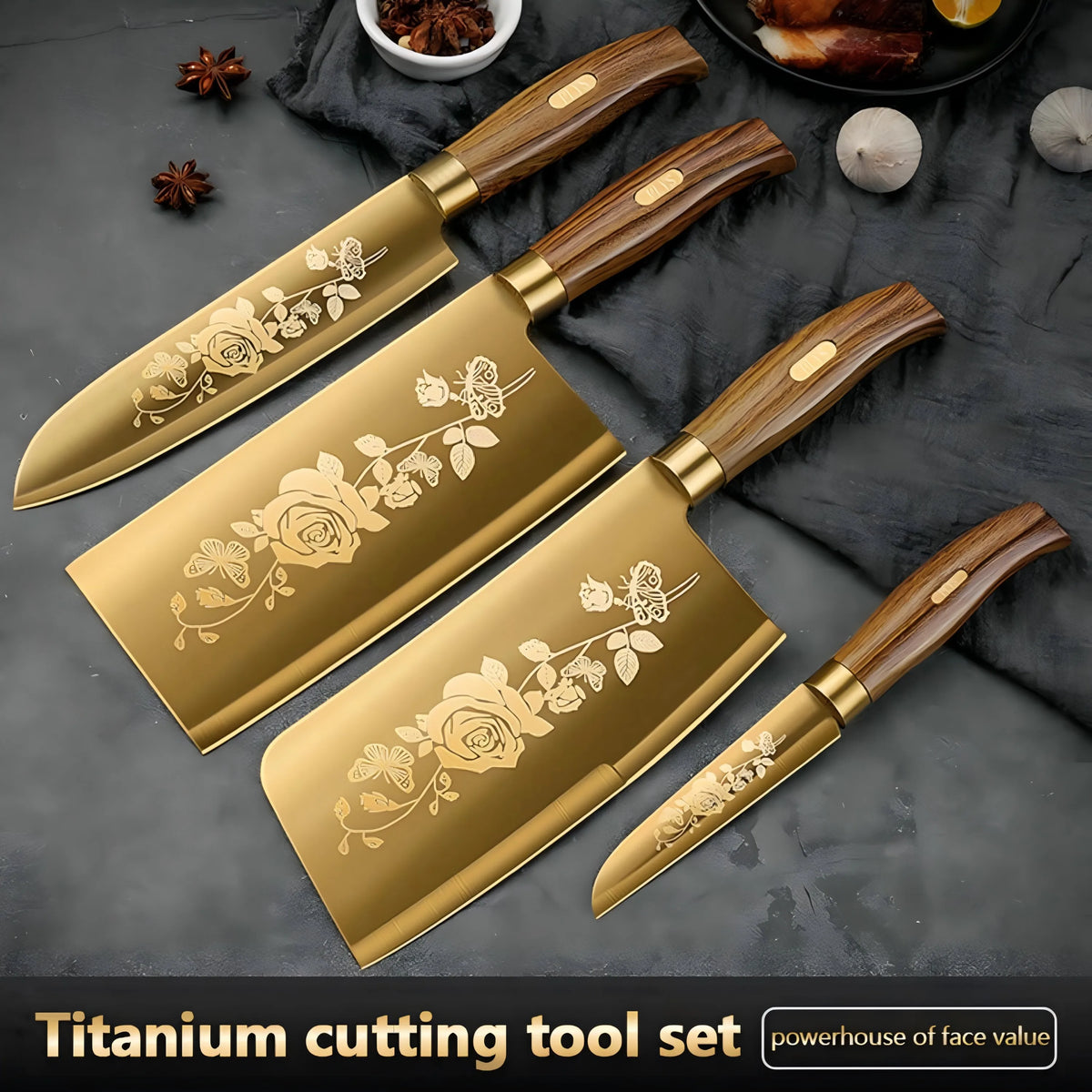 Premium Titanium Coated Stainless Steel Kitchen Knife Set