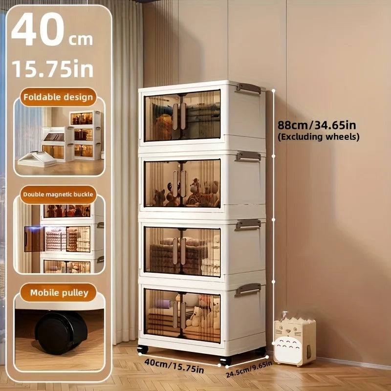 Heavy Duty Plastic Folding Storage Cabinet With Lid And Wheels