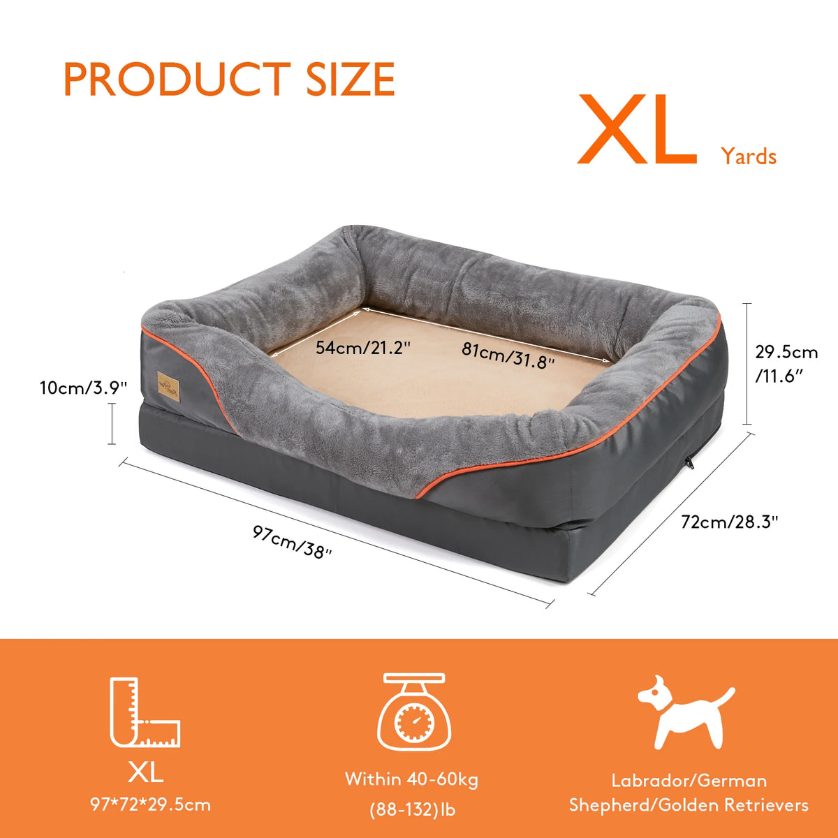 BINGOPAW Large Dog Bed With Removable Washable Cover Anti Allergy