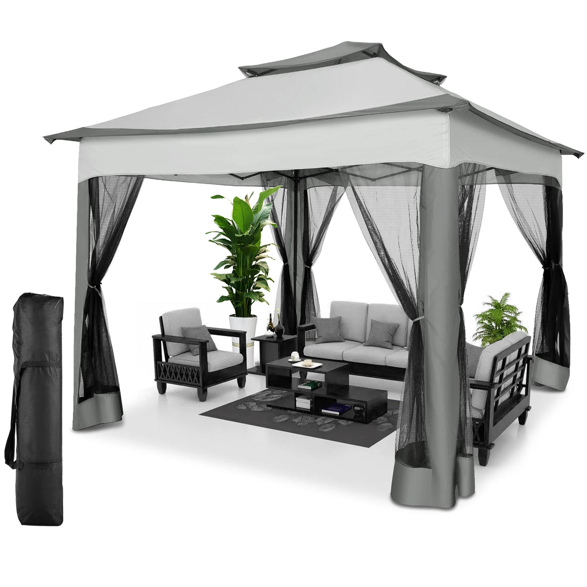 Cobizi Adjustable Pop Up Gazebo Canopy With Mosquito Netting