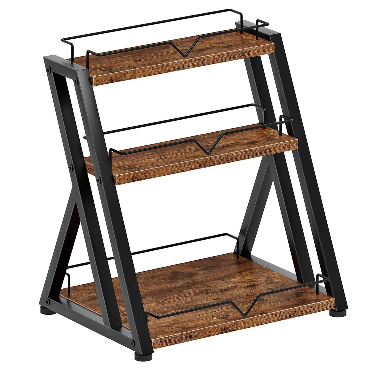 Three Tier Wooden Kitchen Spice Rack Countertop Storage Shelf