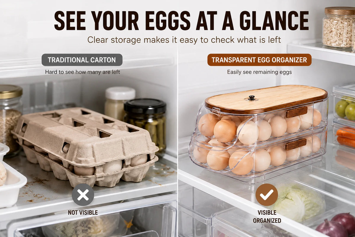 Reusable Stackable Egg Dispenser With Side Door For Fridge