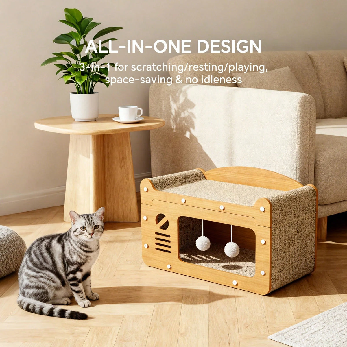 Double Layer Cardboard Cat Scratcher Lounge Bed And Hideaway