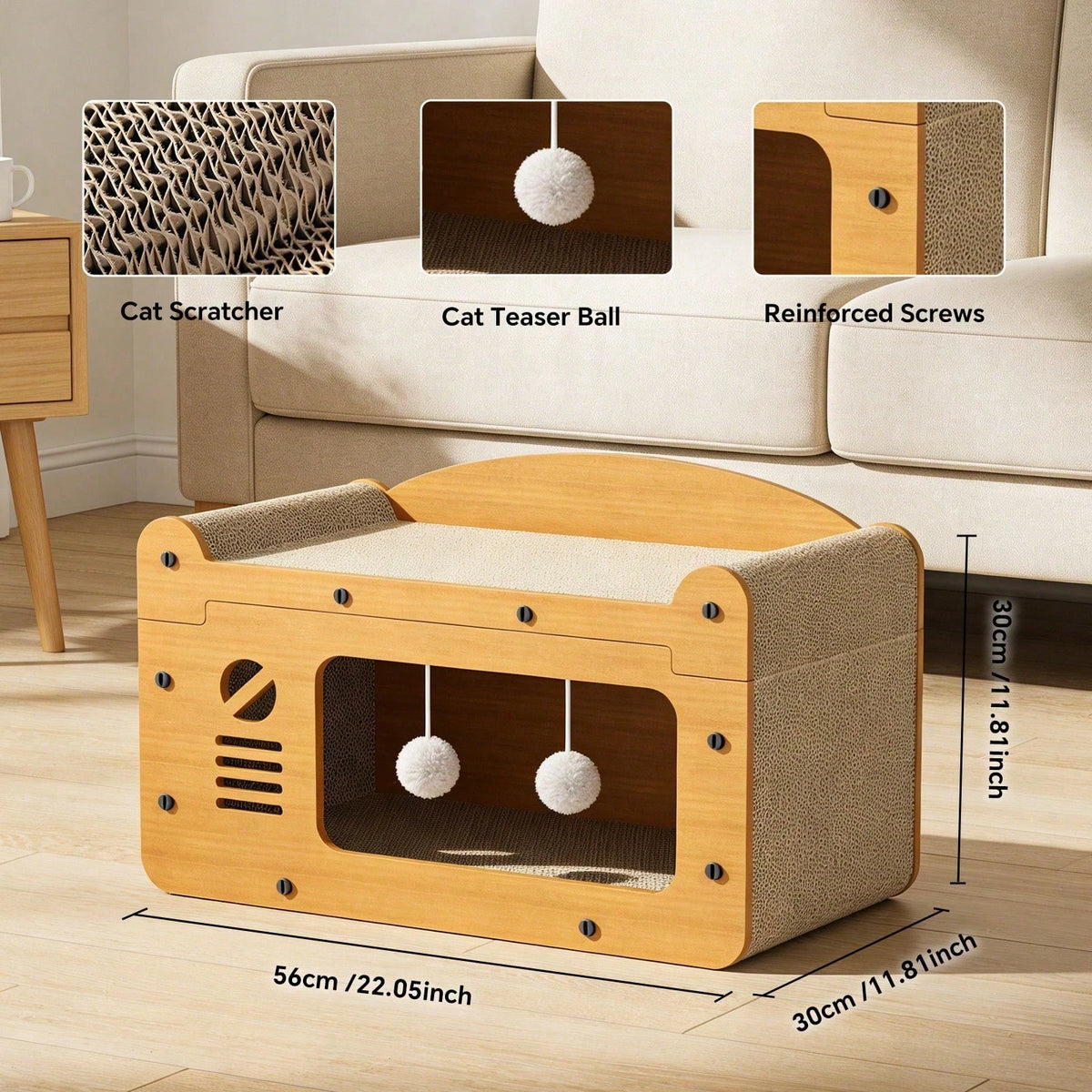 Double Layer Cardboard Cat Scratcher Lounge Bed And Hideaway