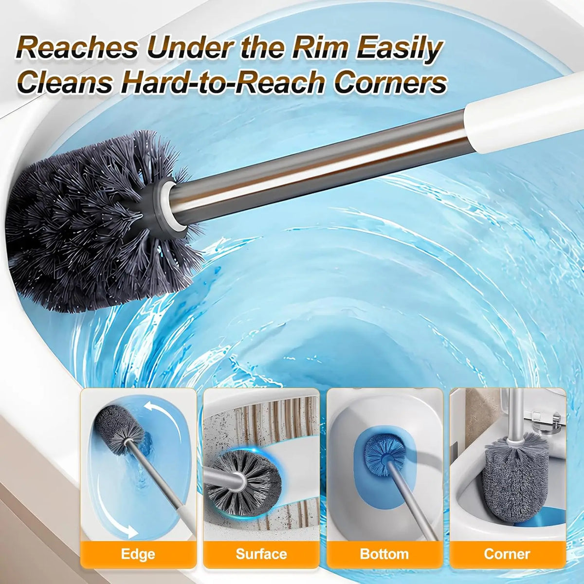 Wall Mounted Toilet Brush Set With Long Handle Holder