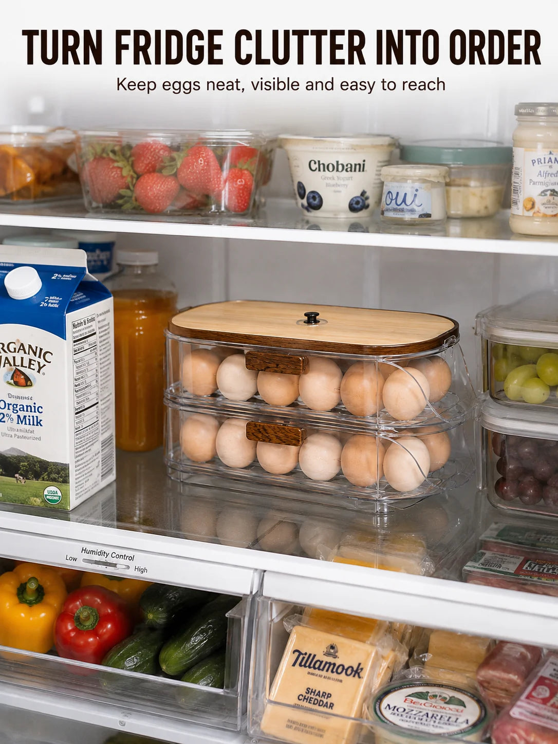 Reusable Stackable Egg Dispenser With Side Door For Fridge