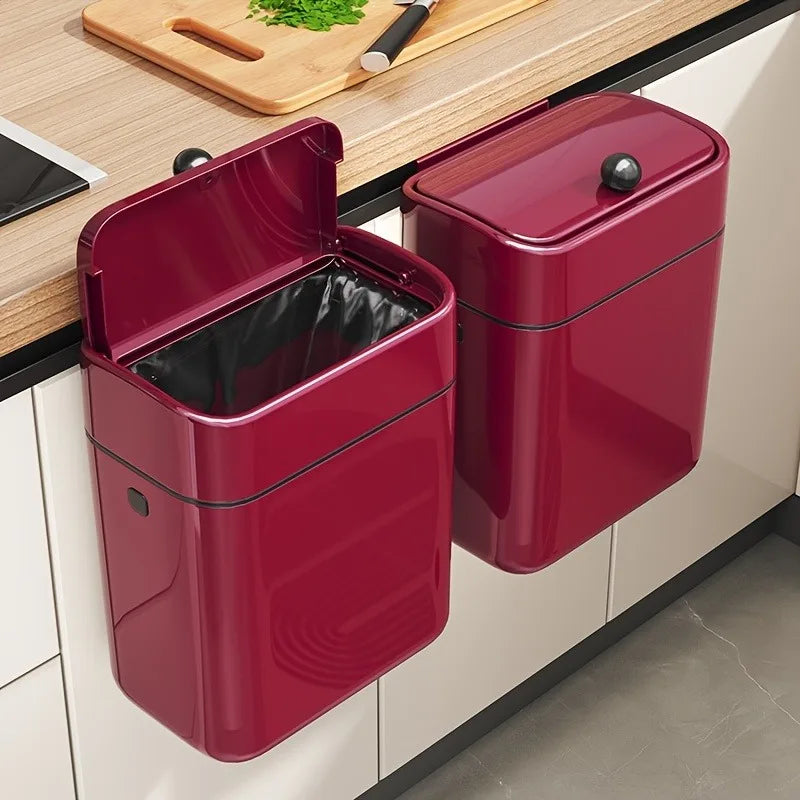 Onenoble Slim Wall Mount Kitchen Trash Can With Flip Lid