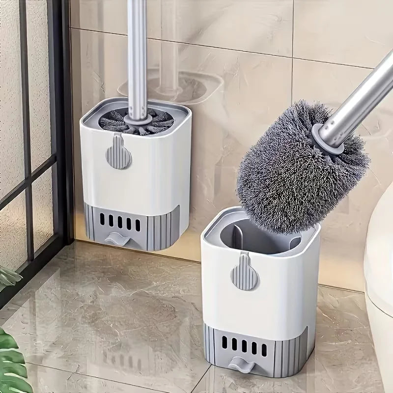 Wall Mounted Toilet Brush Set With Long Handle Holder