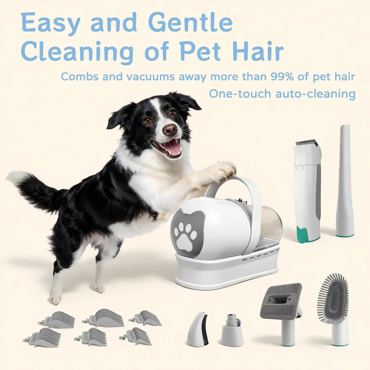 Dog Grooming Vacuum Kit With Deshedding Brush And Nail Trimmer