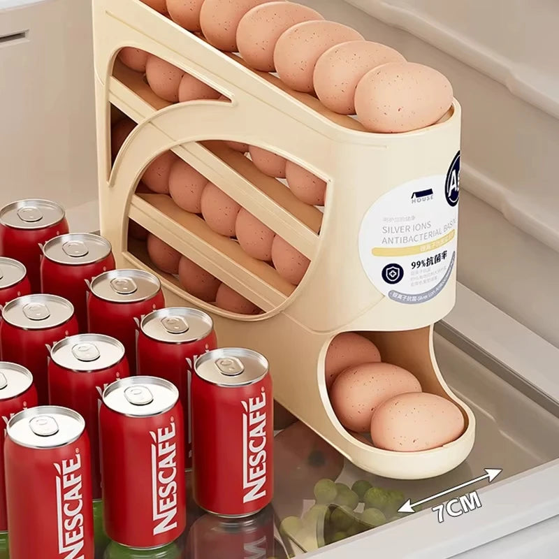 Automatic Rolling Egg Dispenser Four Tier Sliding Countertop Rack