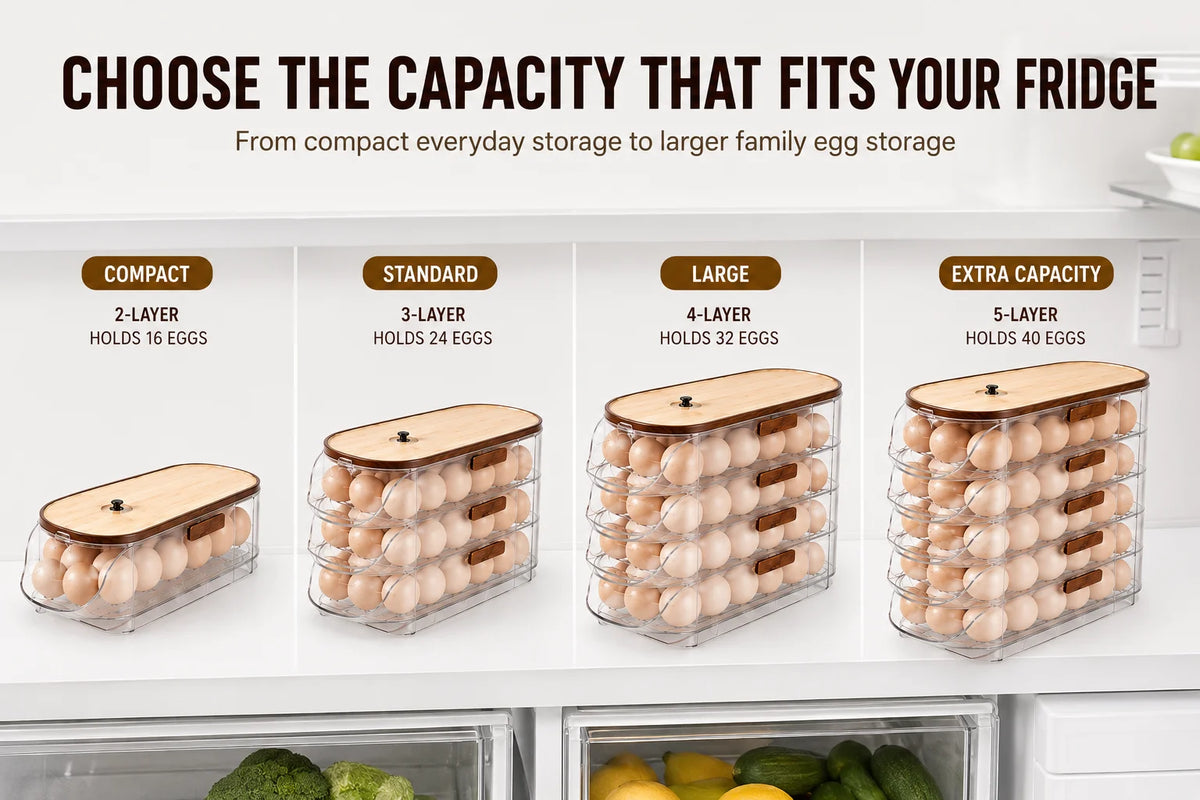 Reusable Stackable Egg Dispenser With Side Door For Fridge