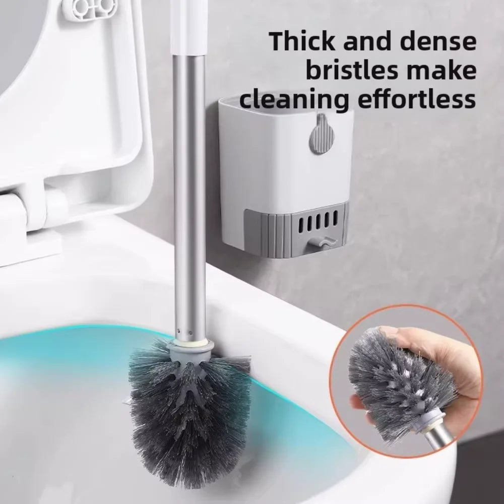 Wall Mounted Toilet Brush Set With Long Handle Holder