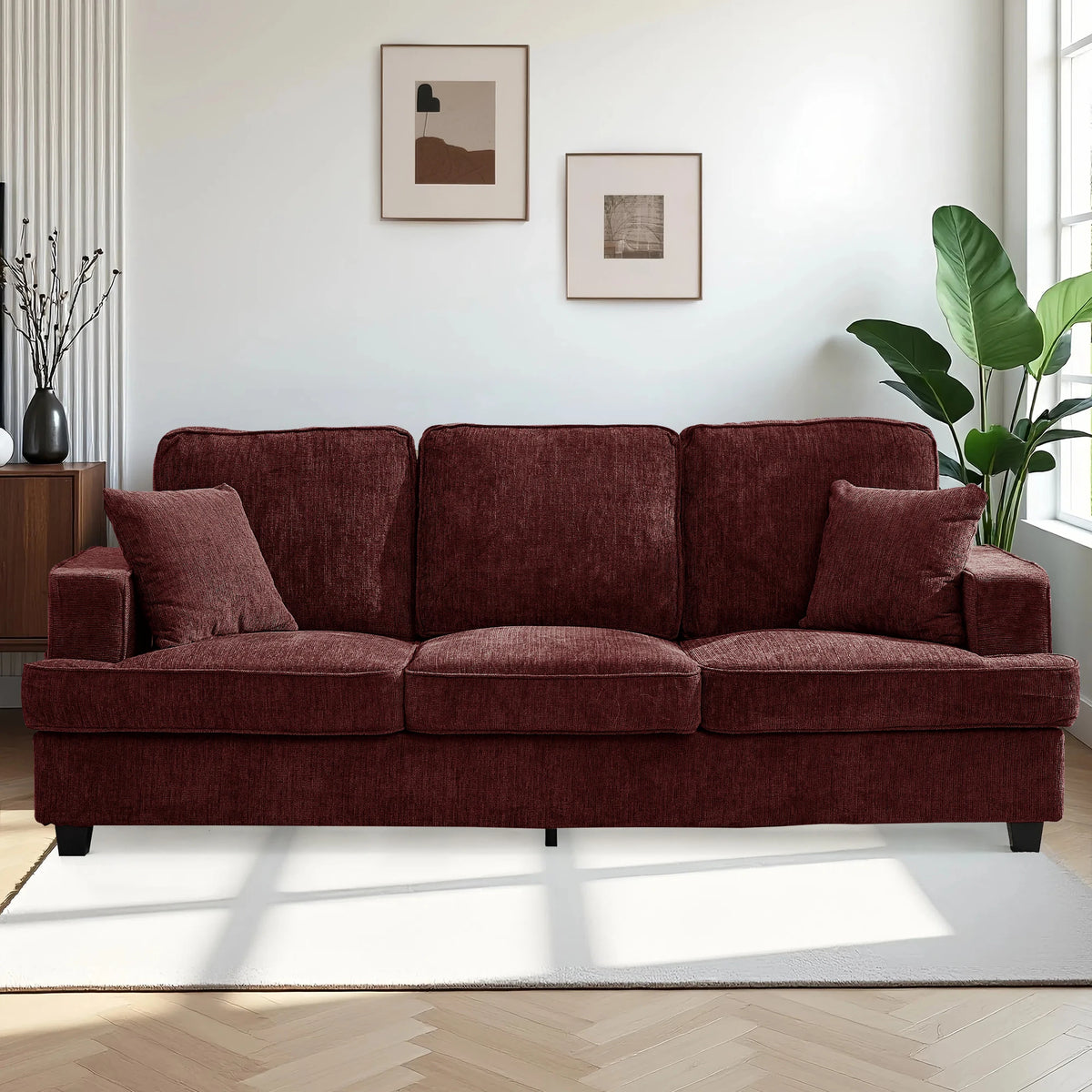 Modern Cloud Chenille Three Seater Sofa For Living Room
