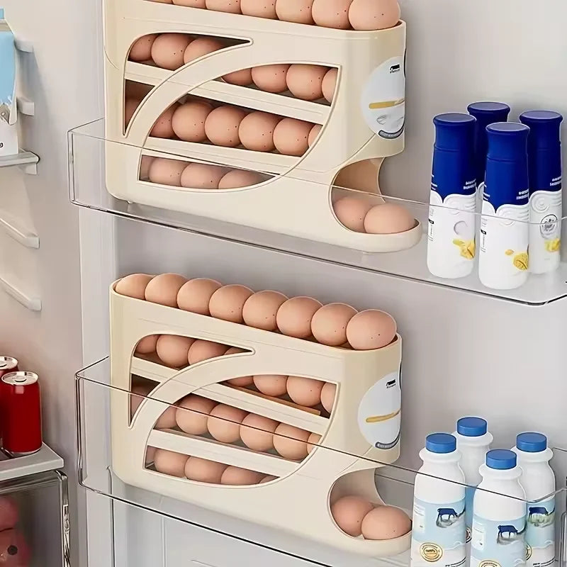 Automatic Rolling Egg Dispenser Four Tier Sliding Countertop Rack