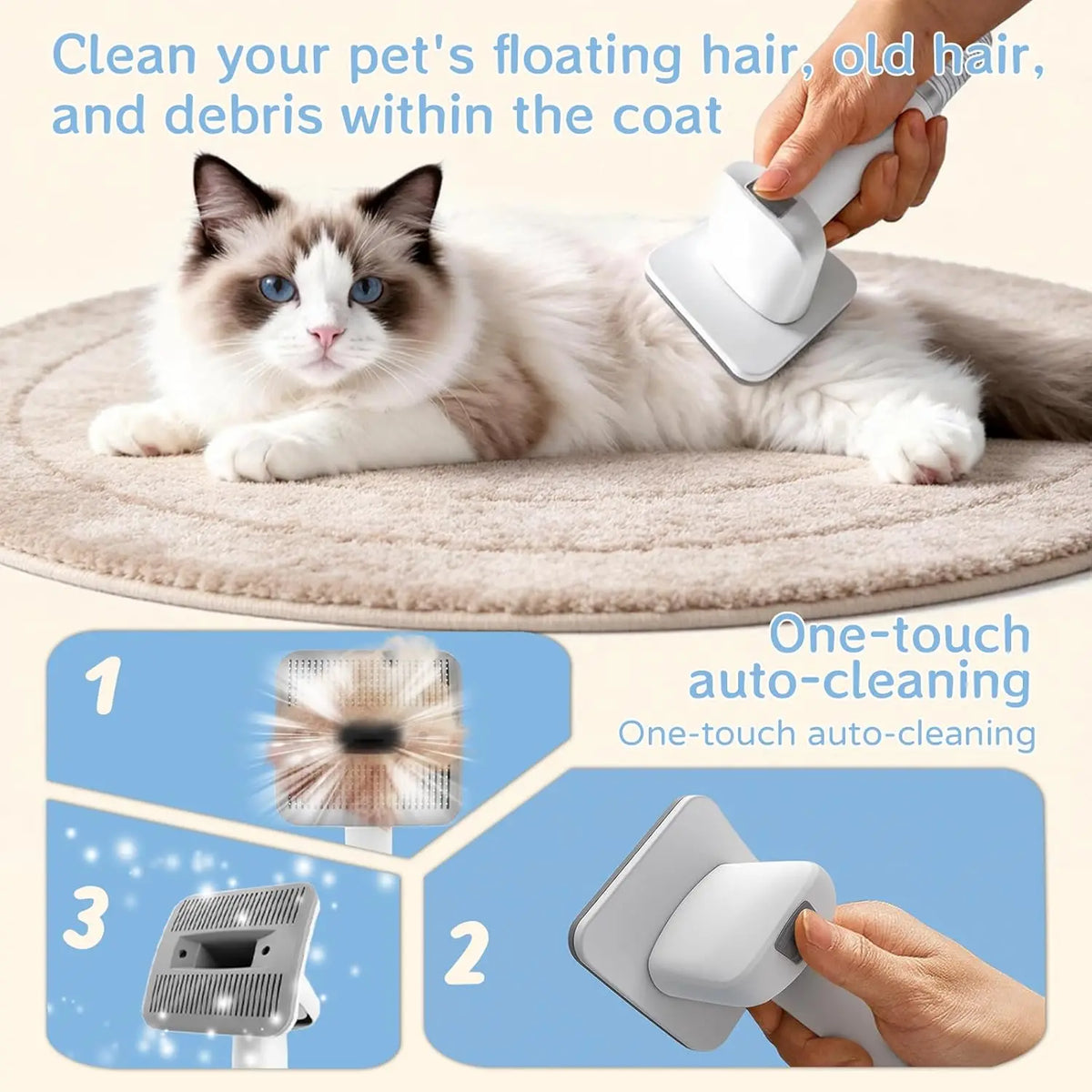 Dog Grooming Vacuum Kit With Deshedding Brush And Nail Trimmer