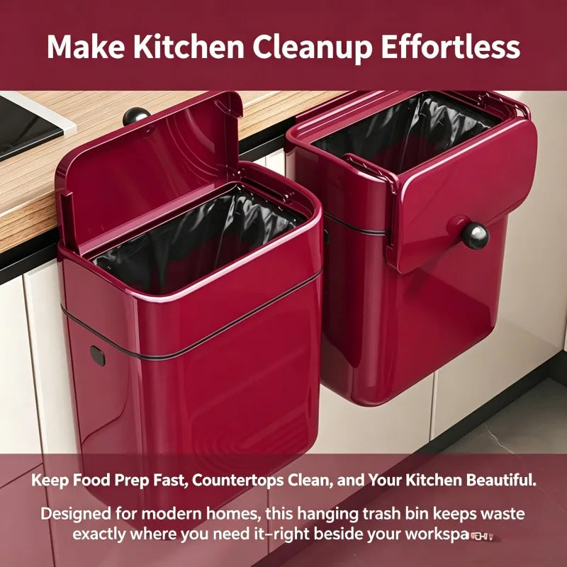 Onenoble Slim Wall Mount Kitchen Trash Can With Flip Lid