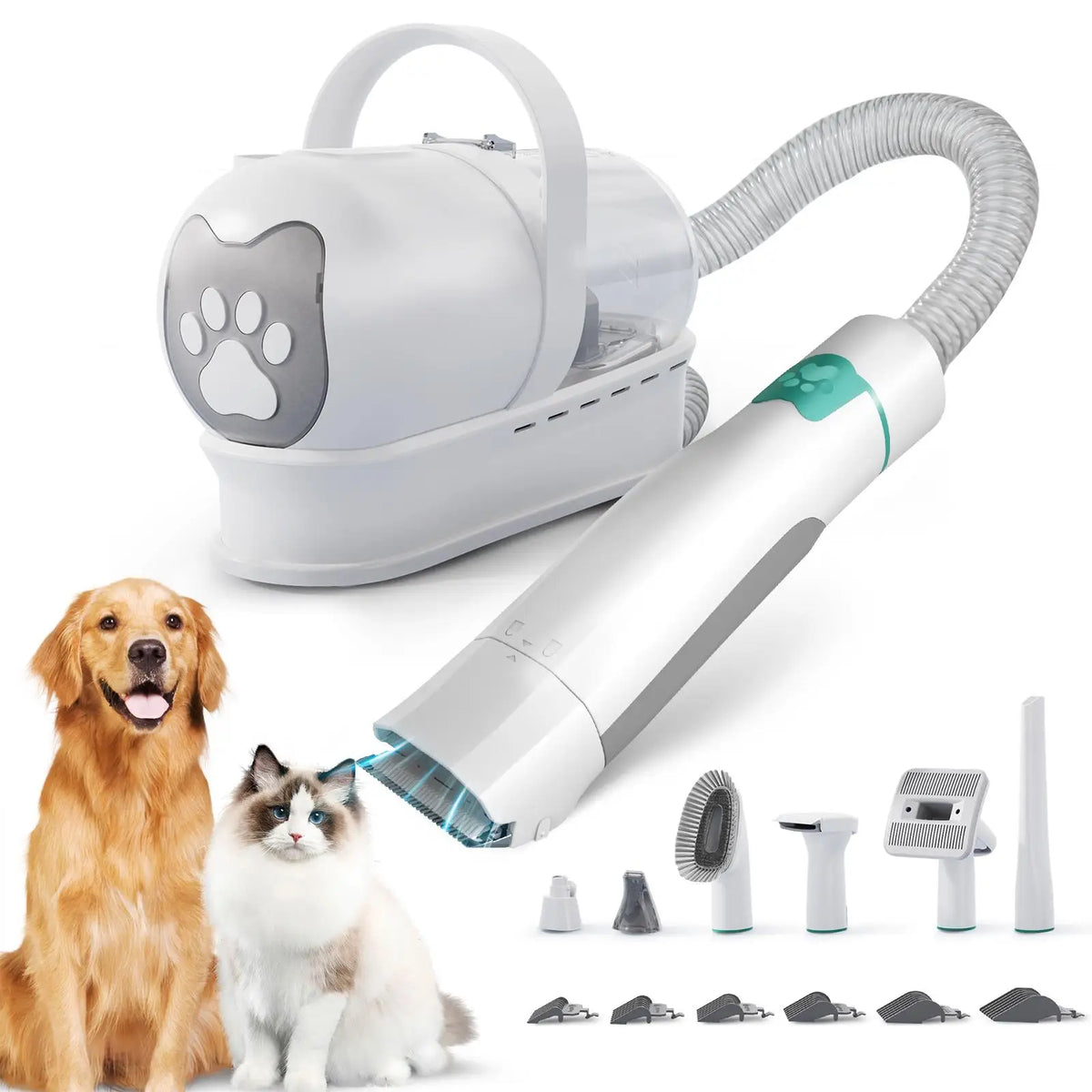 Dog Grooming Vacuum Kit With Deshedding Brush And Nail Trimmer