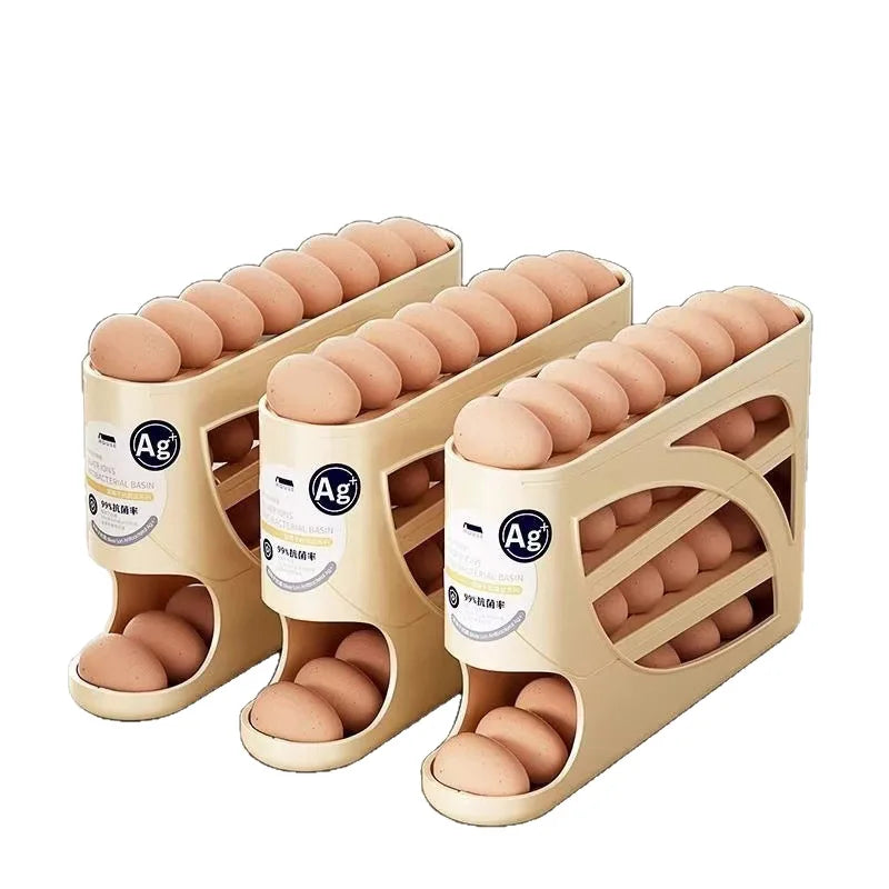Automatic Rolling Egg Dispenser Four Tier Sliding Countertop Rack