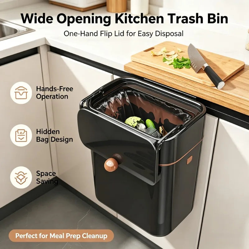 Onenoble Slim Wall Mount Kitchen Trash Can With Flip Lid