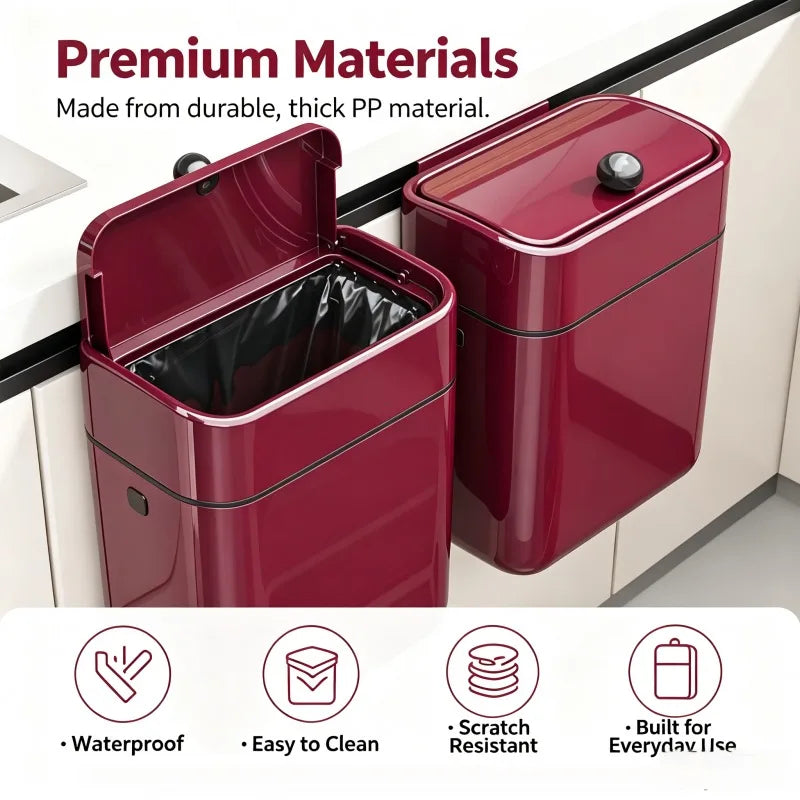 Onenoble Slim Wall Mount Kitchen Trash Can With Flip Lid