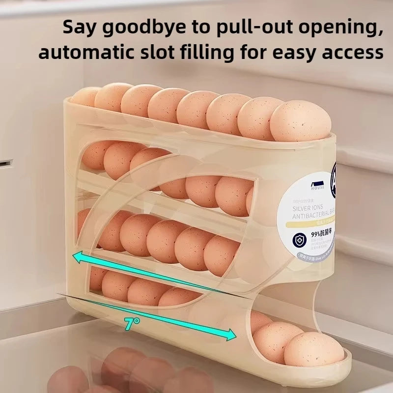 Automatic Rolling Egg Dispenser Four Tier Sliding Countertop Rack