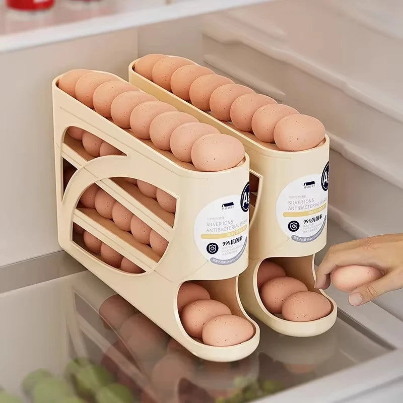 Automatic Rolling Egg Dispenser Four Tier Sliding Countertop Rack