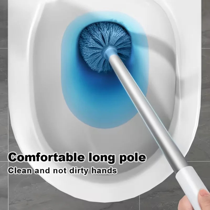 Wall Mounted Toilet Brush Set With Long Handle Holder