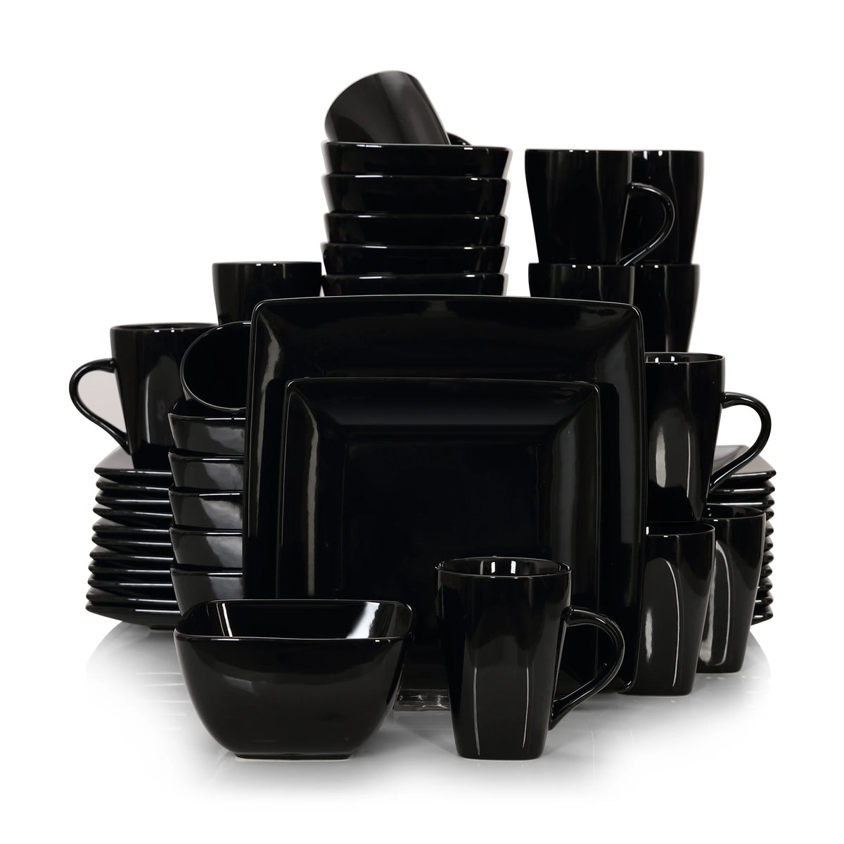 Malacasa Modern Ceramic Porcelain Square Dinnerware Set