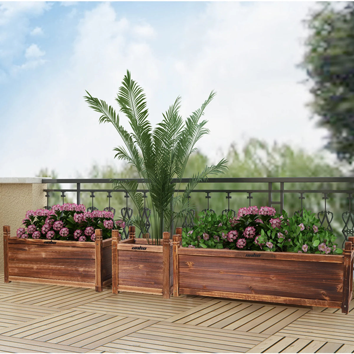 Wooden Window Planter Box For Raised Garden And Yard