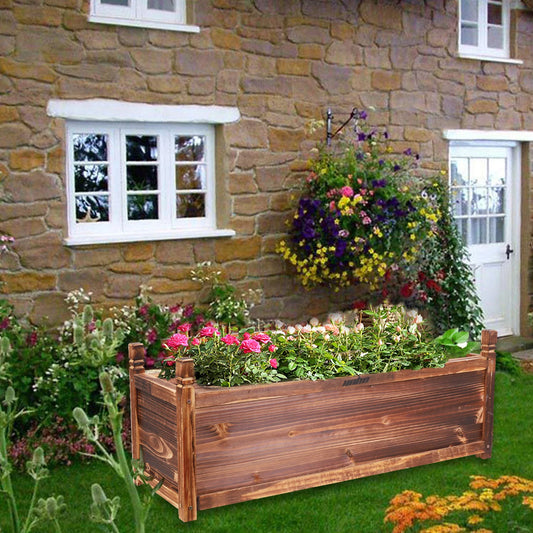 Wooden Window Planter Box For Raised Garden And Yard