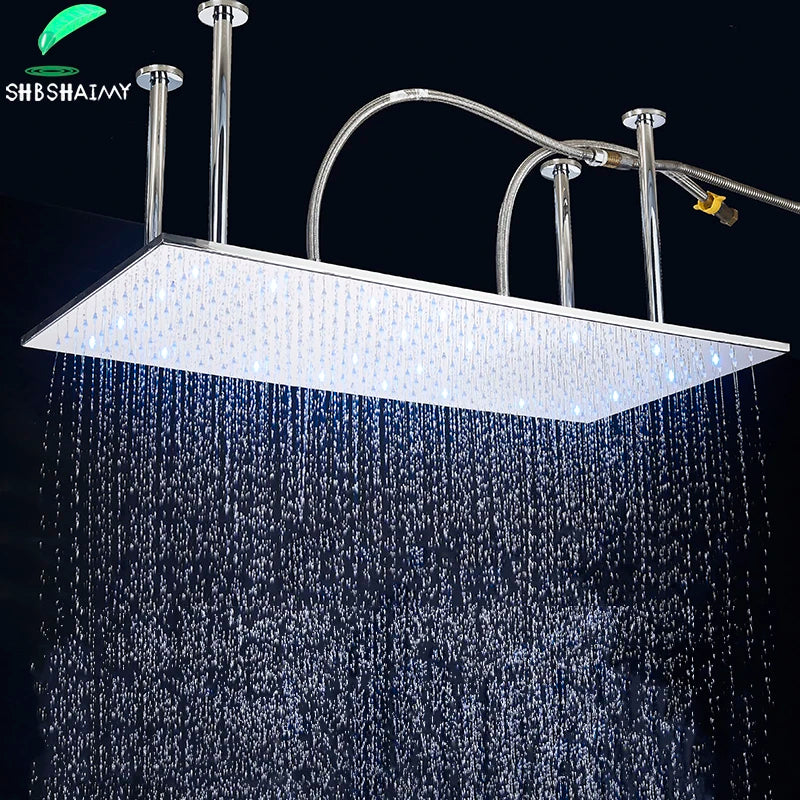 Shbshaimy LED Square Rainfall Shower Head With Stainless Steel Construction