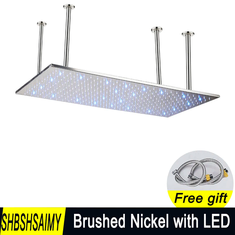 Shbshaimy LED Square Rainfall Shower Head With Stainless Steel Construction