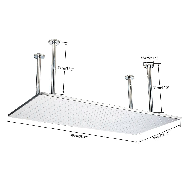 Shbshaimy LED Square Rainfall Shower Head With Stainless Steel Construction