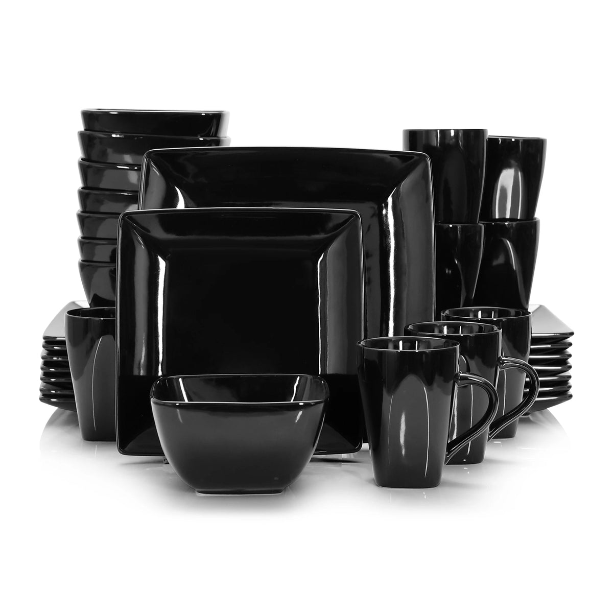 Malacasa Modern Ceramic Porcelain Square Dinnerware Set