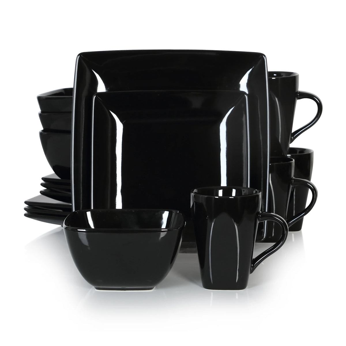 Malacasa Modern Ceramic Porcelain Square Dinnerware Set