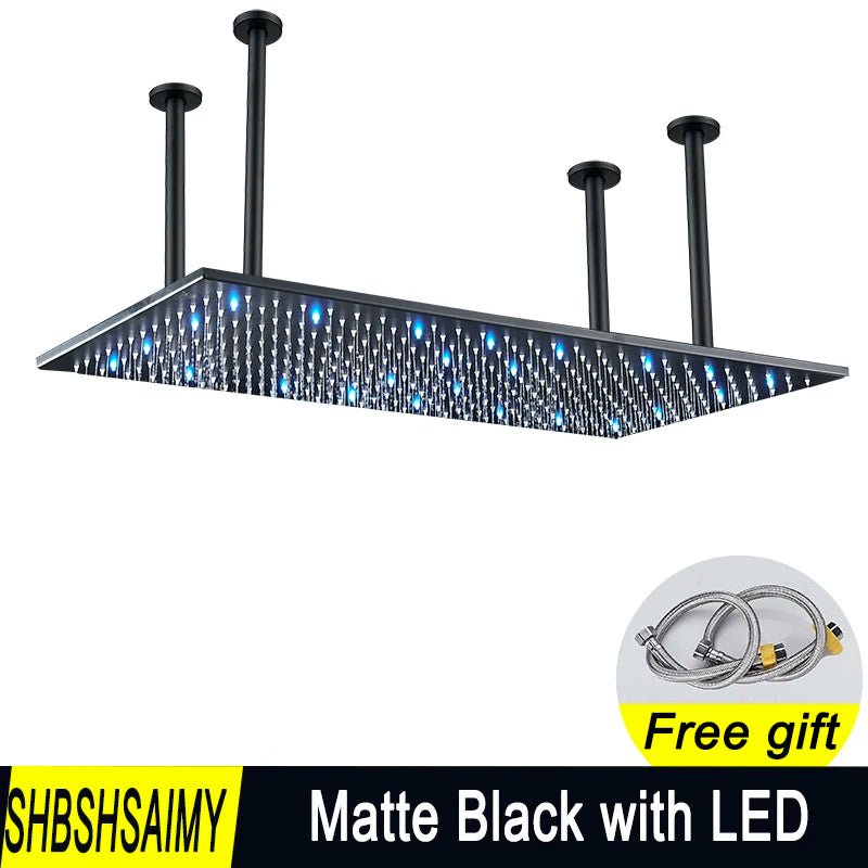Shbshaimy LED Square Rainfall Shower Head With Stainless Steel Construction
