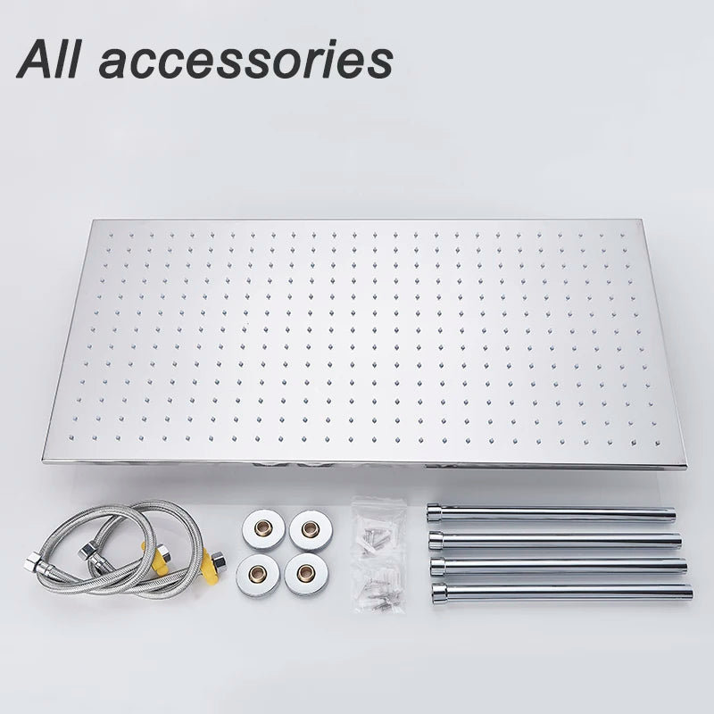 Shbshaimy LED Square Rainfall Shower Head With Stainless Steel Construction