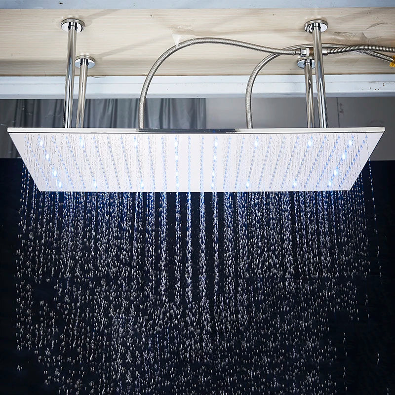 Shbshaimy LED Square Rainfall Shower Head With Stainless Steel Construction