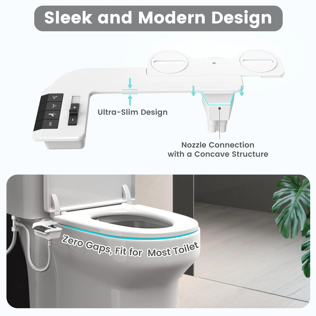 Manual Dual Nozzle Bidet Attachment For Toilet With Adjustable Pressure