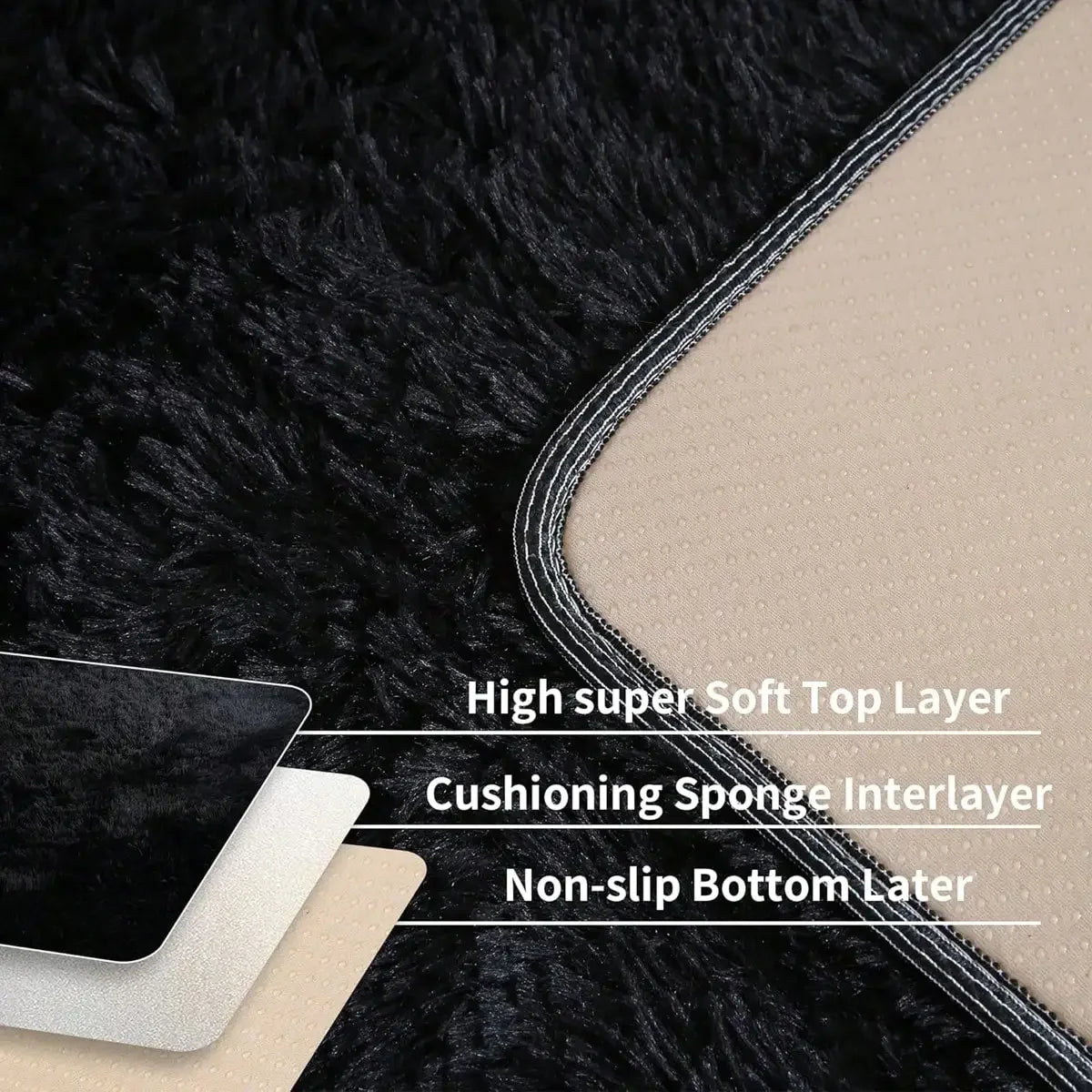 Soft Plush Polyester Rug With Non Slip Backing For Home