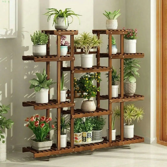 Wisfor Multi Tier Wooden Plant Stand For Indoor Outdoor Display