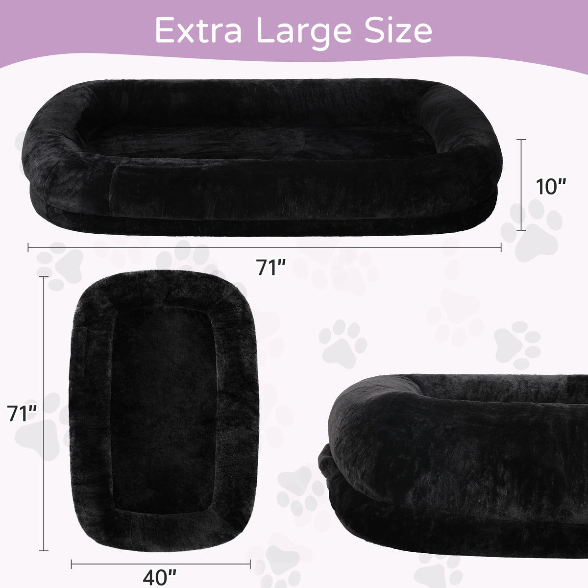Premium Orthopedic Human Dog Bed With Removable Faux Fur Cover