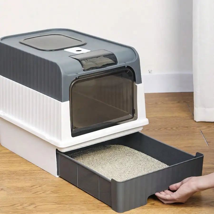 Enclosed Top Entry Cat Litter Box With Odor Proof Cover