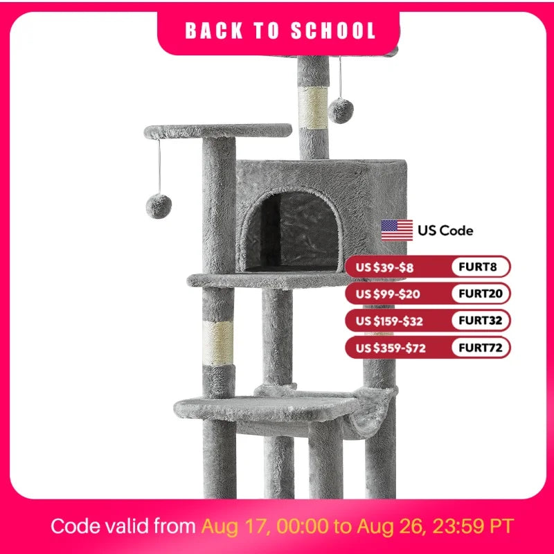 JHK Multi Tier Cat Tree With Natural Sisal Scratching Posts