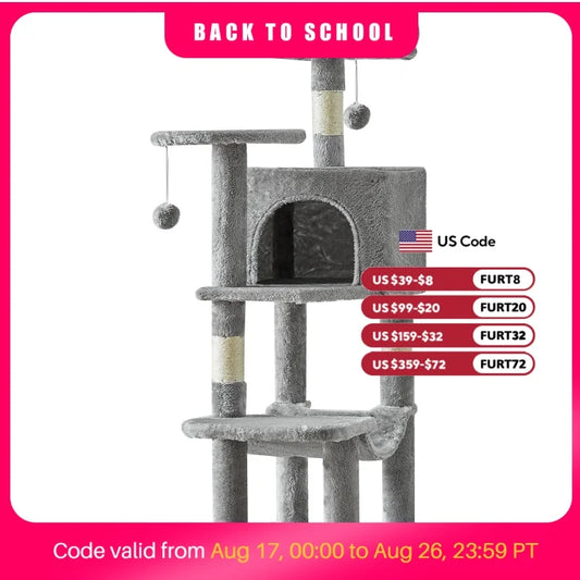 JHK Multi Tier Cat Tree With Natural Sisal Scratching Posts
