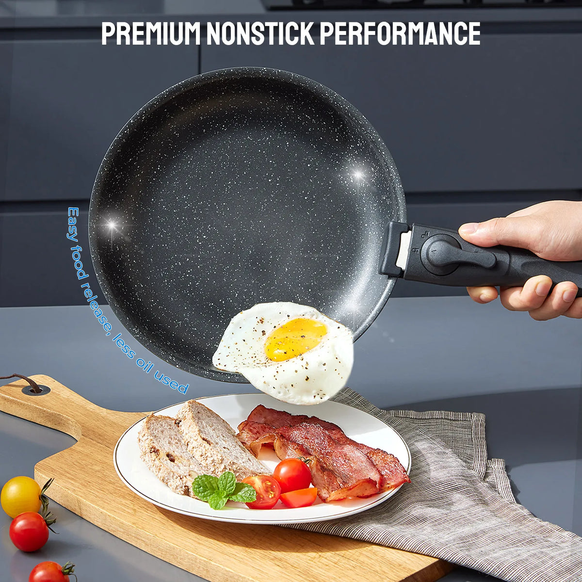 Premium Aluminum Nonstick Induction Cookware Set With Removable Handles