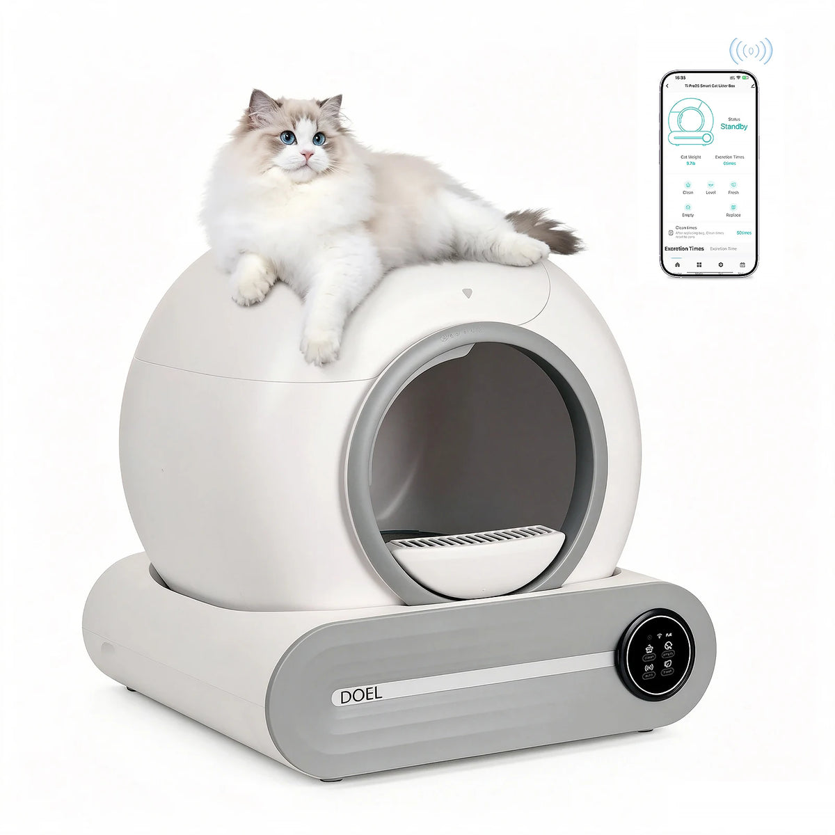DOEL Automatic Smart Self Cleaning Cat Litter Box App Controlled